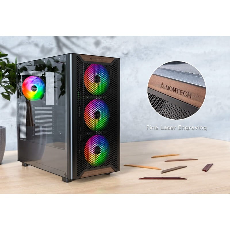 Корпус Montech XR Wood Black без БП