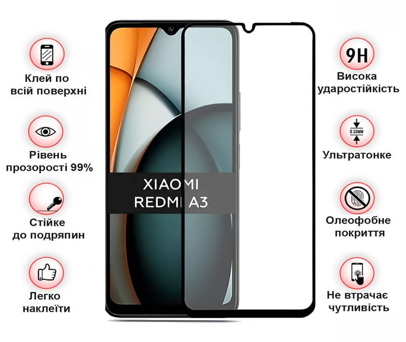Захисне скло BeCover для Xiaomi Redmi A3 4G Black (711227)