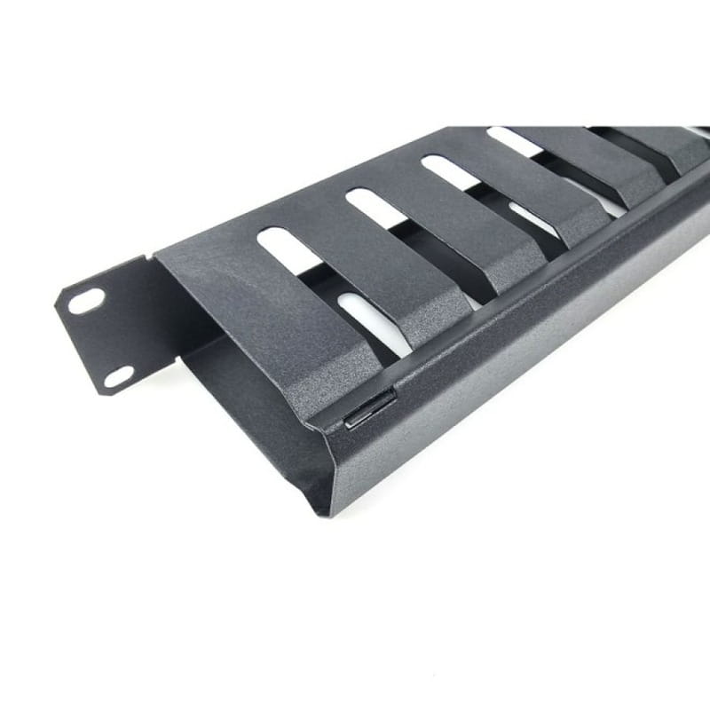 Організатор кабелю EServer (КР-011.1U.19) 1U19" (80мм) - 9005 з кришкою SN, чорний, метал