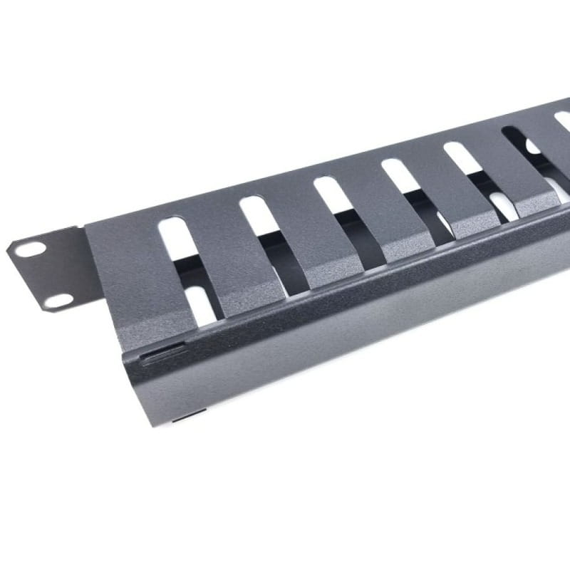Організатор кабелю EServer (КР-011.1U.19) 1U19" (80мм) - 9005 з кришкою SN, чорний, метал