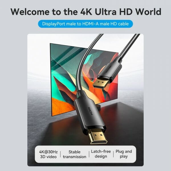 Кабель Vention DisplayPort - HDMI (M/M), 5 м, Black (HFOBJ)