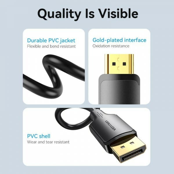 Кабель Vention DisplayPort - HDMI (M/M), 5 м, Black (HFOBJ)