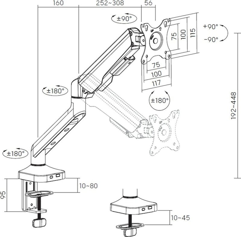 Крепление настольное для монитора Officepro 17-42" White (MA441W)