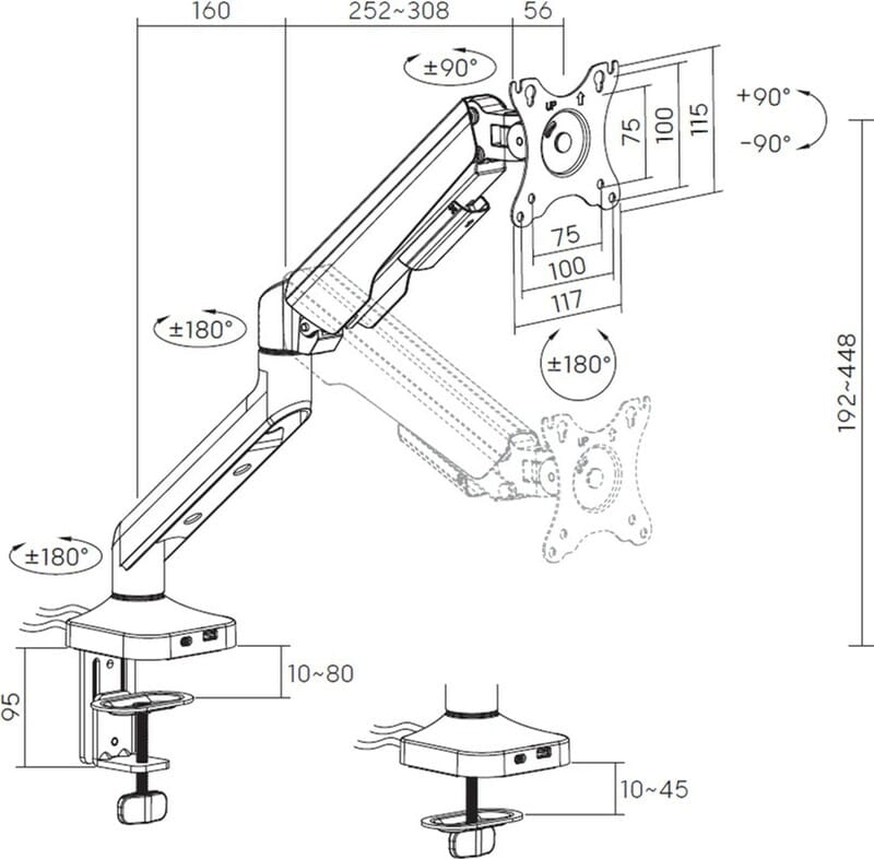 Крепление настольное для монитора Officepro 17-40" White (MA451W)