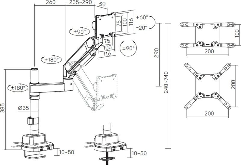 Крепление настольное для монитора OfficePro 24-57" Black (MAH751B)