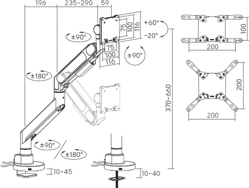 Крепление настольное для монитора OfficePro 24-57" Black (MAH821B)