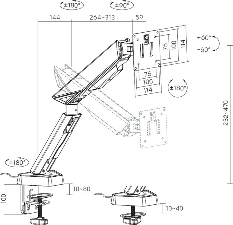 Крепление настольное для монитора GamePro 17-45" Gray (MAG201G)