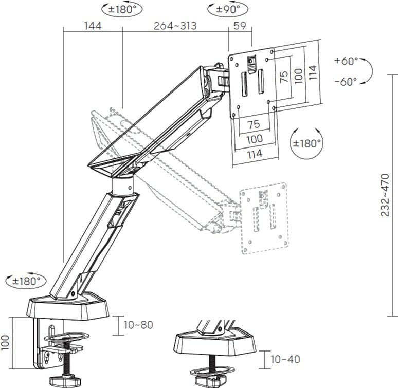 Крепление настольное для монитора GamePro 17-45" White (MAG200W)