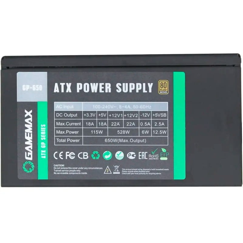 Блок питания GameMax GP-650 Black, 650W