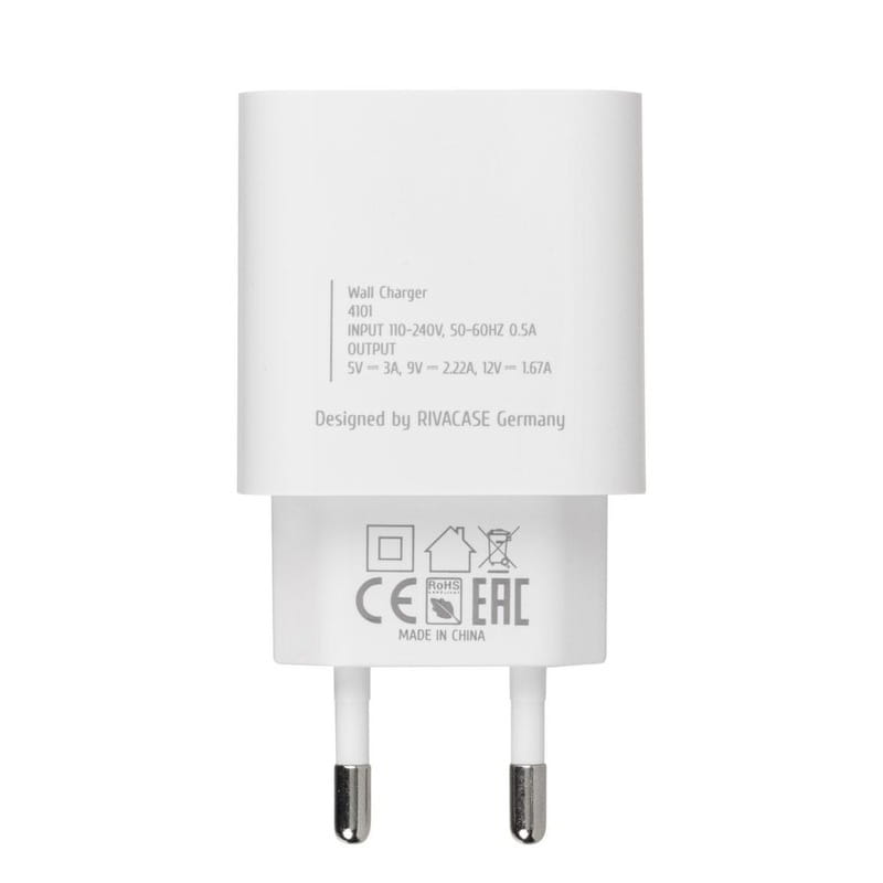 Зарядное устройство Rivacase PS4101 WD4 (USB-Cх3A) 20W White + кабель USB Type-C
