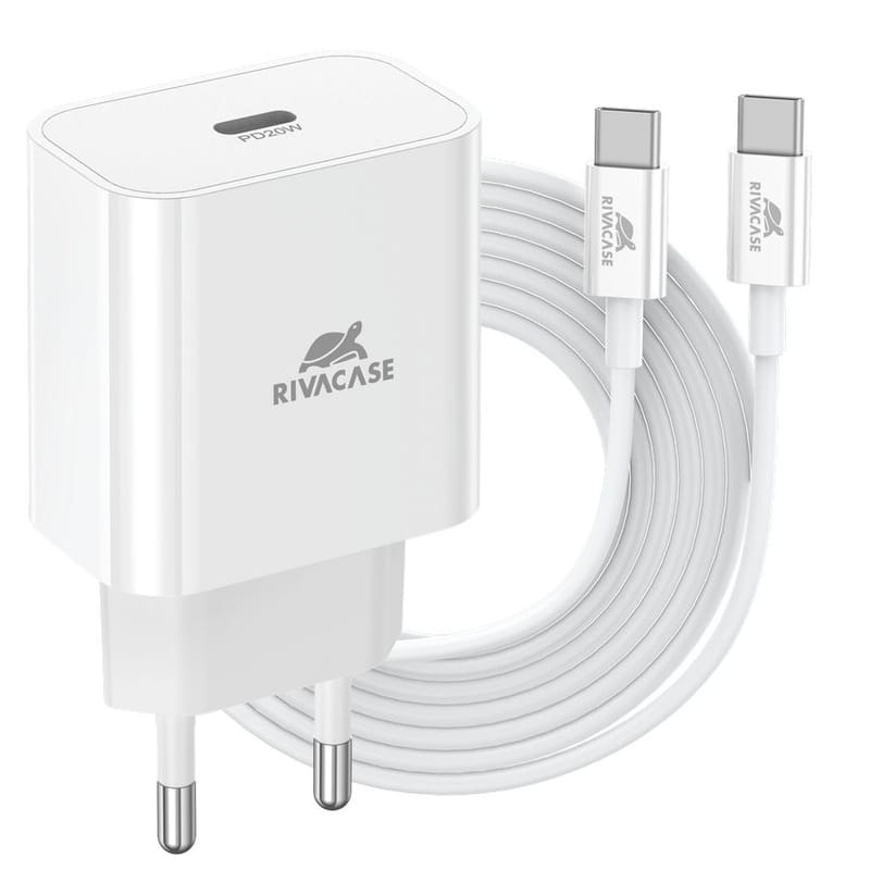 Зарядное устройство Rivacase PS4101 WD4 (USB-Cх3A) 20W White + кабель USB Type-C