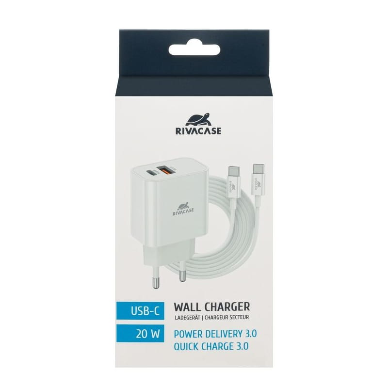 Зарядное устройство Rivacase PS4102 WD4 (USBх3A, USB-Cх3A) 20W White + кабель USB Type-C