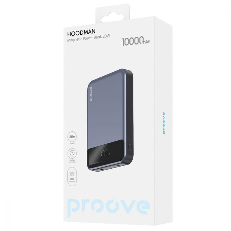 Универсальная мобильная батарея Proove Hoodman Magnetic 20W 10000mAh Gray (PBH120010003)