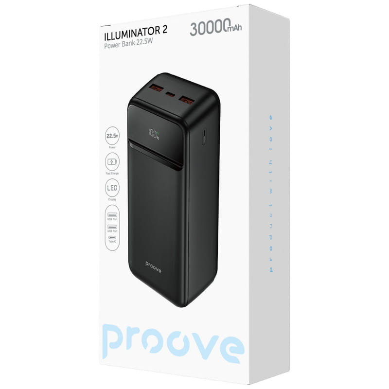 Универсальная мобильная батарея Proove Illuminator 2 22.5W 30000mAh Black (PBIP30212201)