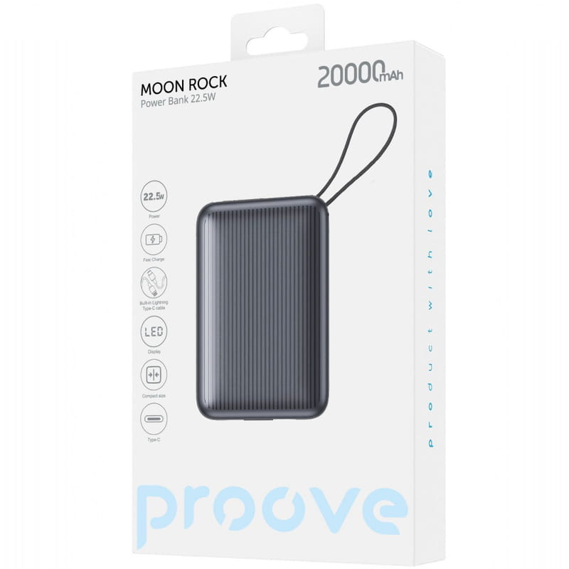 Універсальна мобільна батарея Proove Moon Rock 22.5W 20000mAh Gray (PBM222012105)