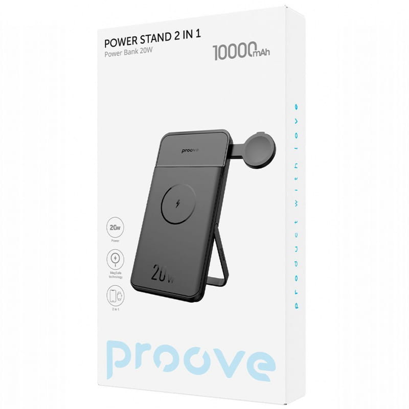 Универсальная мобильная батарея Proove Power Stand 2 in 1 20W 10000mAh Black (PBPS20030001)