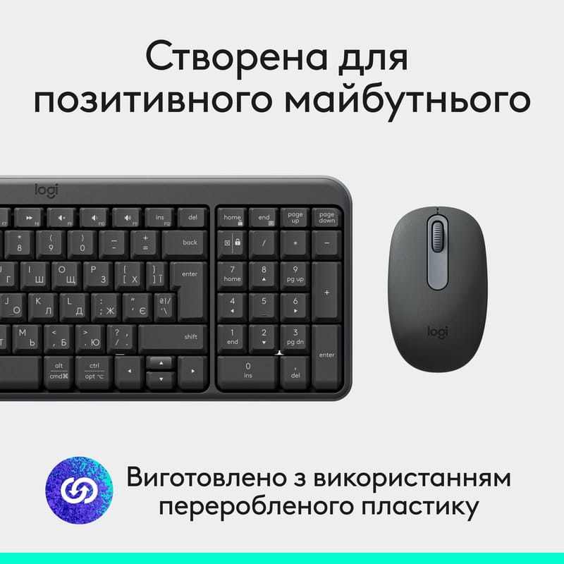 Комплект (клавіатура, миша) бездротовий Logitech MK250 Graphite (920-013823)