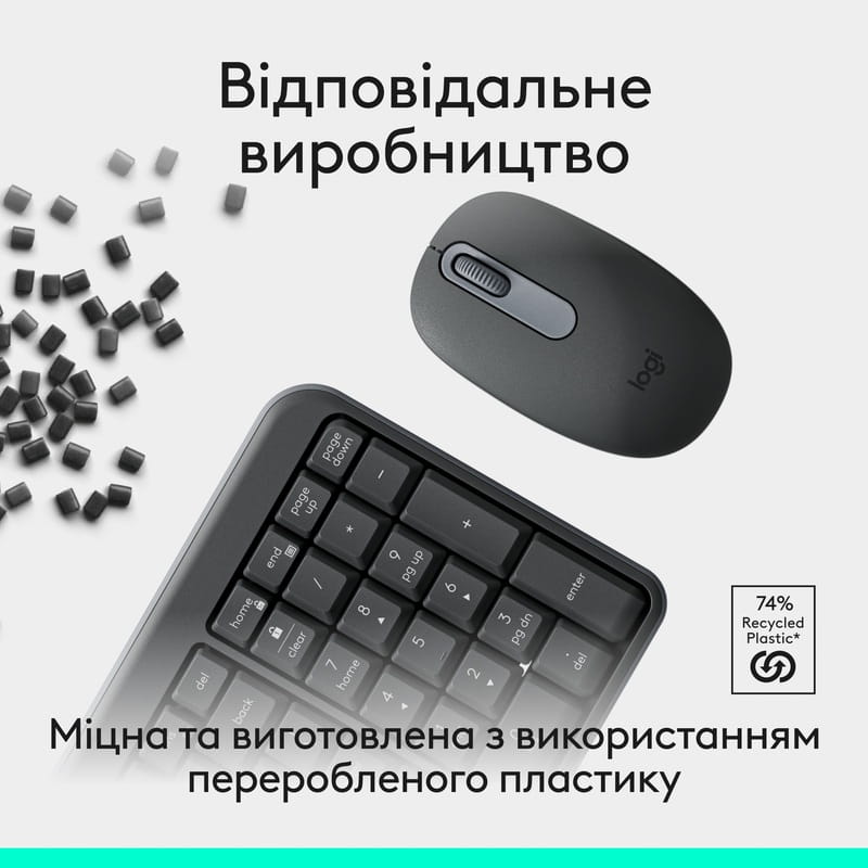 Комплект (клавіатура, миша) бездротовий Logitech MK250 Graphite (920-013823)