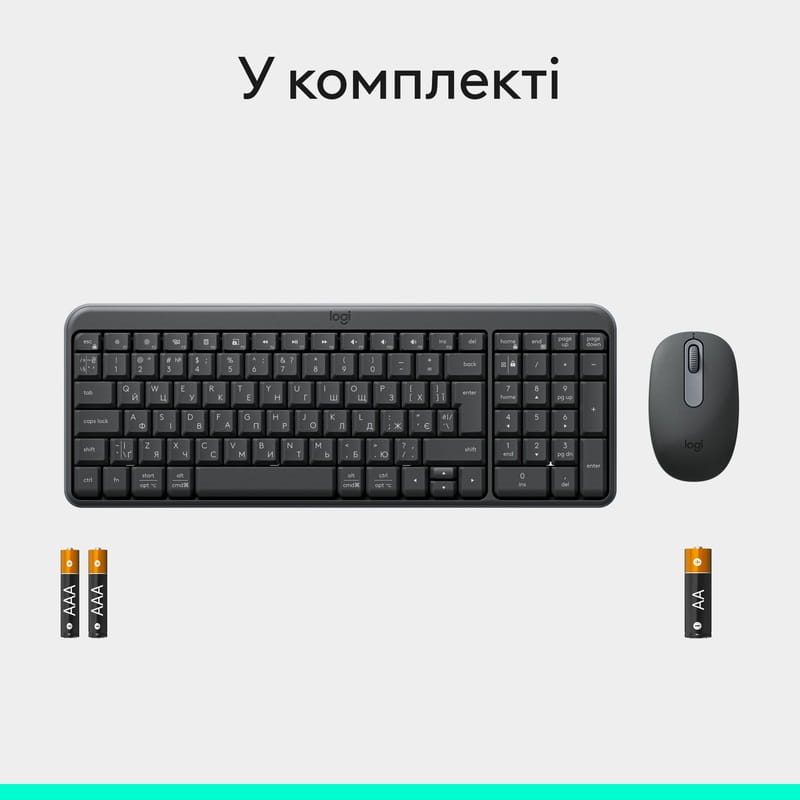 Комплект (клавіатура, миша) бездротовий Logitech MK250 Graphite (920-013823)