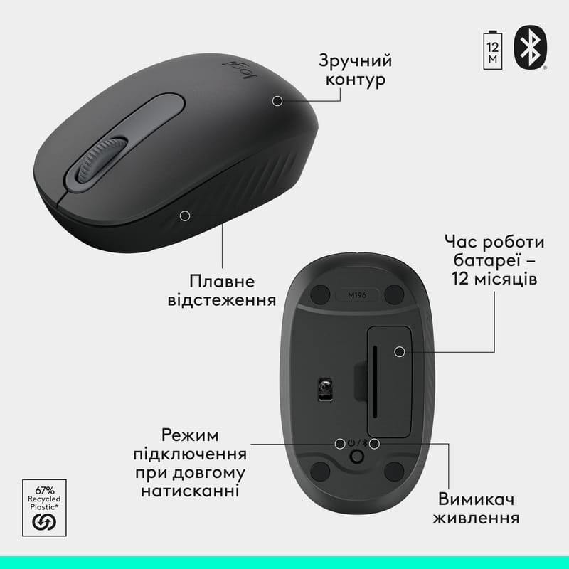 Комплект (клавиатура, мышь) беспроводной Logitech MK250 Graphite (920-013823)