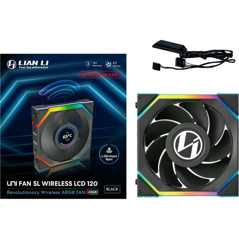Вентилятор Lian Li Uni Fan SL Wireless LCD Reverse 120-1 Black (G99.12RSLLCD1W1B.00)