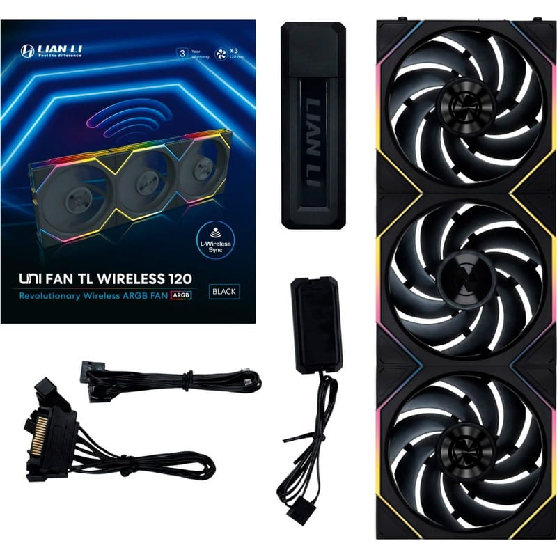 Вентилятор Lian Li Uni Fan TL Wireless 120-3 Black (G99.12TL1W3B.00)