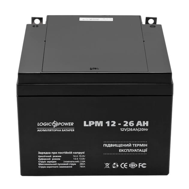 Акумуляторна батарея LogicPower LPM 12V 26AH (LPM 12 - 26 AH) AGM