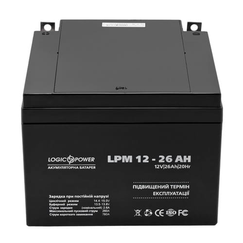 Фото - Батарея для ИБП Logicpower Акумуляторна батарея  LPM 12V 26AH  AGM LP4134 (LPM 12 - 26 AH)