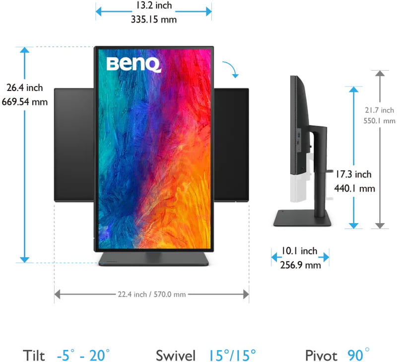 Монiтор BenQ 225" PD2506Q (9H.LLDLB.QBE) IPS Dark Gray