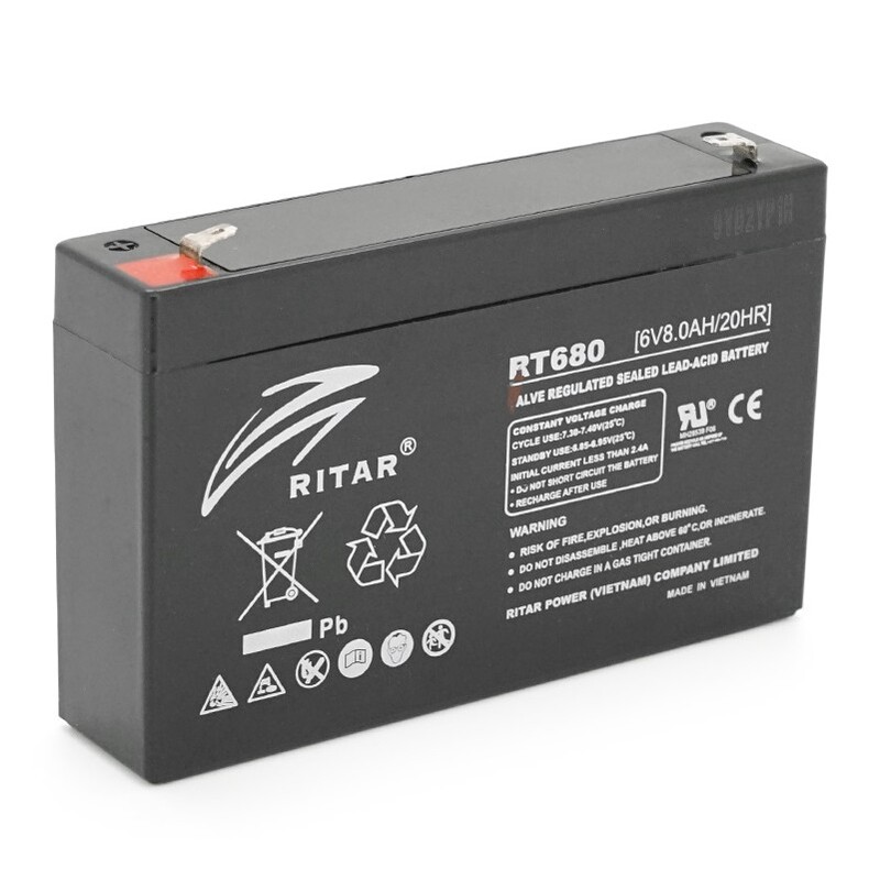 Аккумуляторная батарея Ritar 6V 8AH Black Case (RT680/08213) AGM