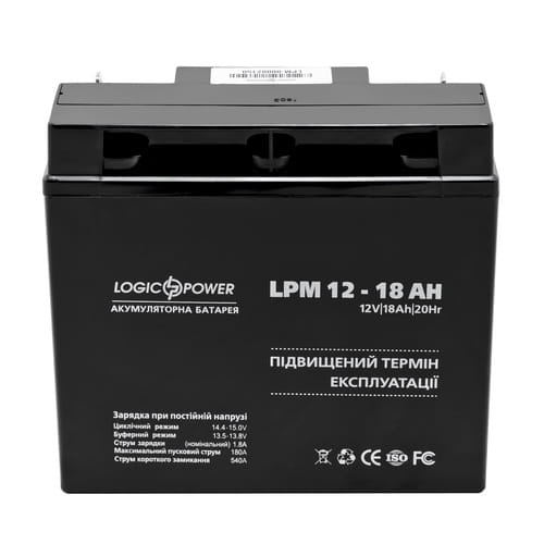Фото - Батарея для ДБЖ Logicpower Акумуляторна батарея  LPM 12V 18AH  AGM LP4133 (LPM 12 - 18 AH)