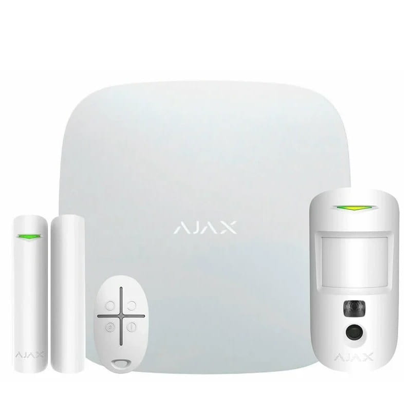 Комплект охранной сигнализации Ajax StarterKit Cam Plus HDR ECG (8EU) UA White (117597.66.WH1)
