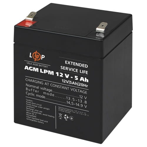 Фото - Батарея для ИБП Logicpower Акумуляторна батарея  12V 5AH  AGM LP3861 (LPM 12 - 5.0 AH)