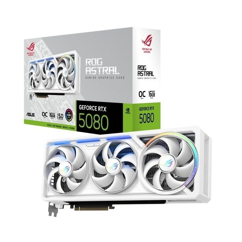 Видеокарта GF RTX 5080 16GB GDDR7 ROG Astral Gaming White OC Asus (ROG-ASTRAL-RTX5080-O16G-WHITE)