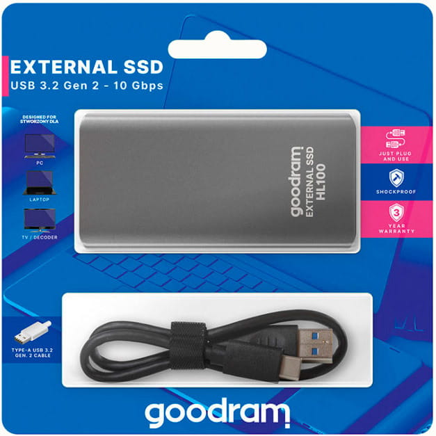 Накопичувач зовнішній SSD 2.5" USB  512GB Goodram HL100 (SSDPR-HL100-512)