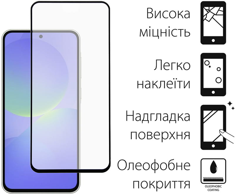 Чeхол-накладка Dengos для Samsung Galaxy A36 SM-A366 Black Full Glue (DG-KM-145) + защитное стекло