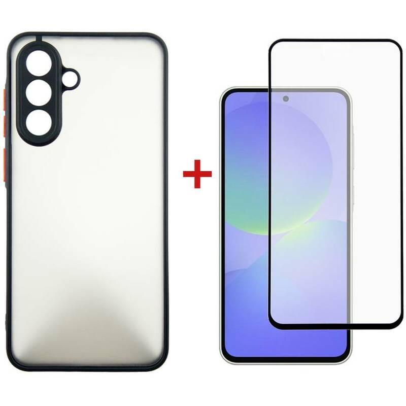 Чeхол-накладка Dengos для Samsung Galaxy A36 SM-A366 Black Full Glue (DG-KM-145) + защитное стекло