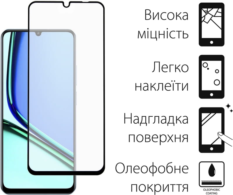 Защитное стекло Dengos для Realme Note 60 Black Full Glue (TGFG-400)