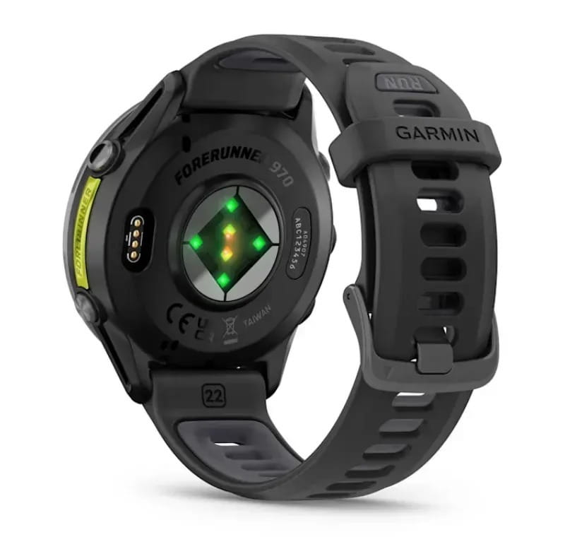 Смарт-часы Garmin Forerunner 970 Black Carbon Gray DLC Titanium with Black/Translucent Whitestone Silicone with Slate Buckle (010-02969-60)