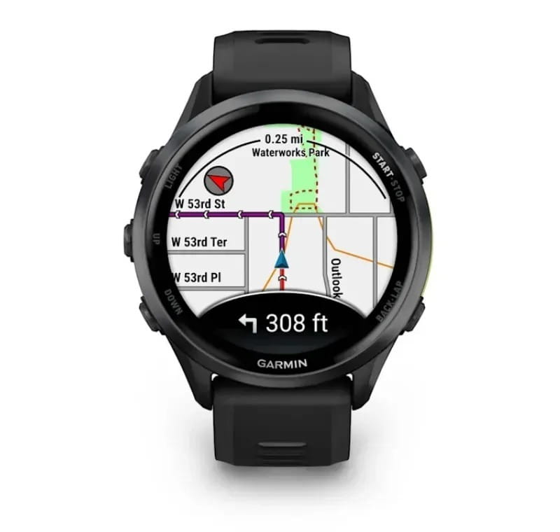 Смарт-часы Garmin Forerunner 970 Black Carbon Gray DLC Titanium with Black/Translucent Whitestone Silicone with Slate Buckle (010-02969-60)