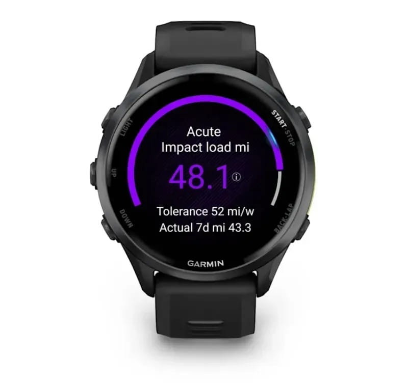 Смарт-часы Garmin Forerunner 970 Black Carbon Gray DLC Titanium with Black/Translucent Whitestone Silicone with Slate Buckle (010-02969-60)