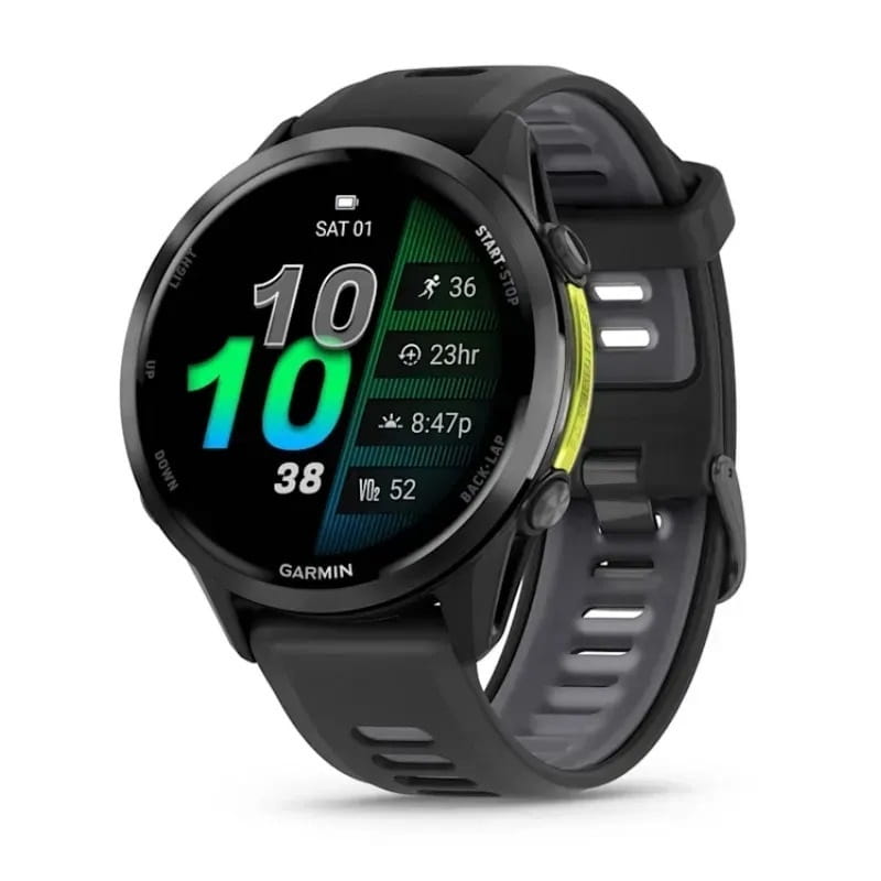 Смарт-часы Garmin Forerunner 970 Black Carbon Gray DLC Titanium with Black/Translucent Whitestone Silicone with Slate Buckle (010-02969-60)