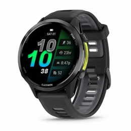 Смарт-часы Garmin Forerunner 970 Black Carbon Gray DLC Titanium with Black/Translucent Whitestone Silicone with Slate Buckle (010-02969-60)