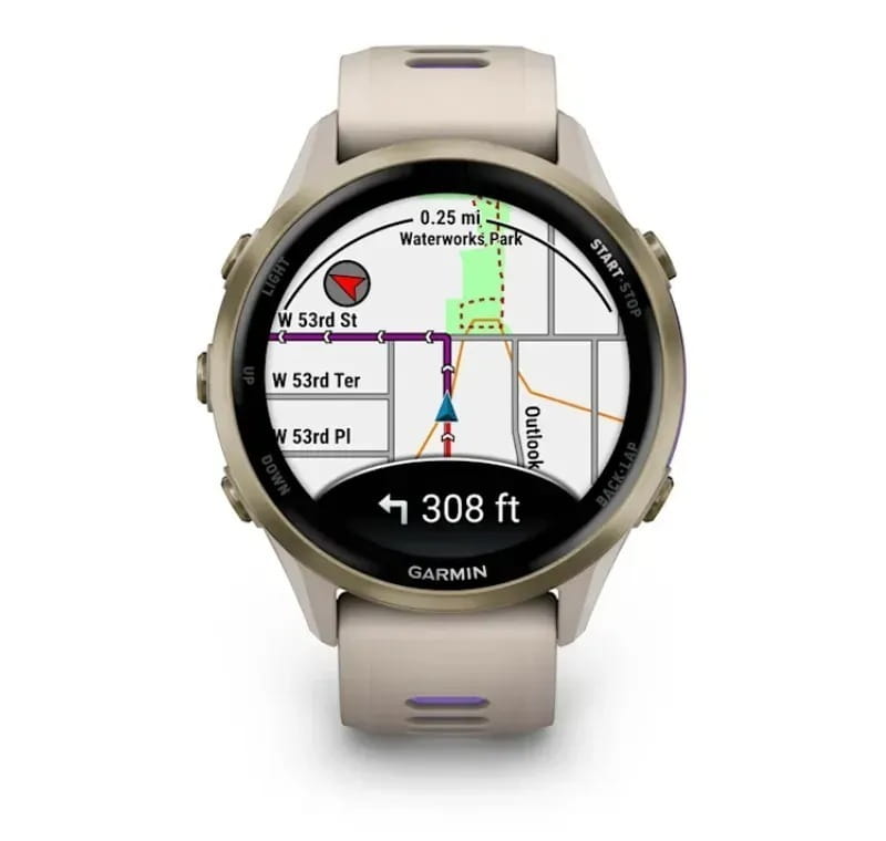 Смарт-часы Garmin Forerunner 970 French Gray Soft Gold Titanium with French Gray/Translucent Indigo Silicone with Soft Gold Buckle (010-02969-62)