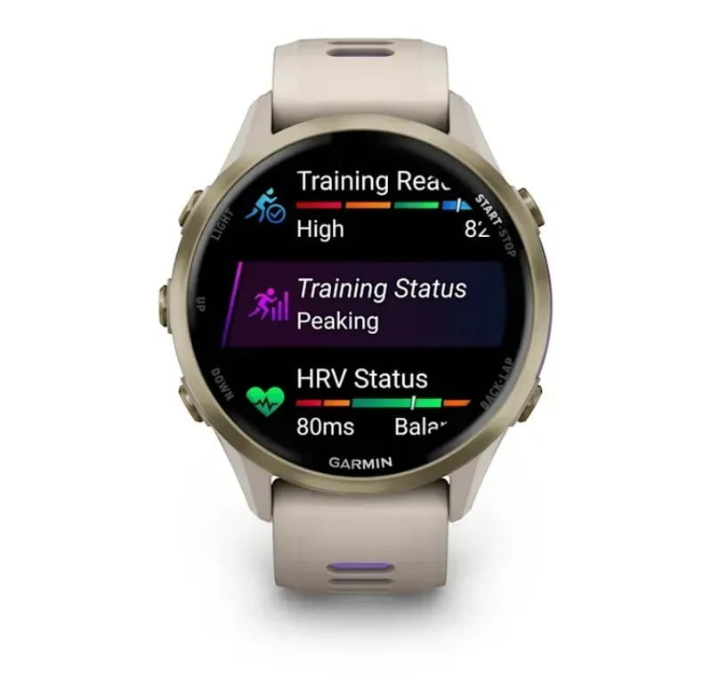 Смарт-часы Garmin Forerunner 970 French Gray Soft Gold Titanium with French Gray/Translucent Indigo Silicone with Soft Gold Buckle (010-02969-62)