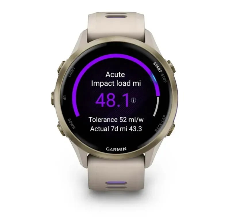 Смарт-часы Garmin Forerunner 970 French Gray Soft Gold Titanium with French Gray/Translucent Indigo Silicone with Soft Gold Buckle (010-02969-62)