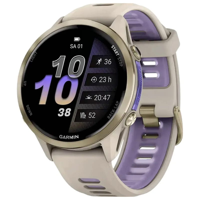 Смарт-часы Garmin Forerunner 970 French Gray Soft Gold Titanium with French Gray/Translucent Indigo Silicone with Soft Gold Buckle (010-02969-62)