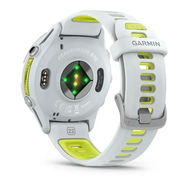 Смарт-часы Garmin Forerunner 970 Whitestone Titanium with Whitestone/Translucent Amp Yellow Silicone with Silver Buckle (010-02969-61)