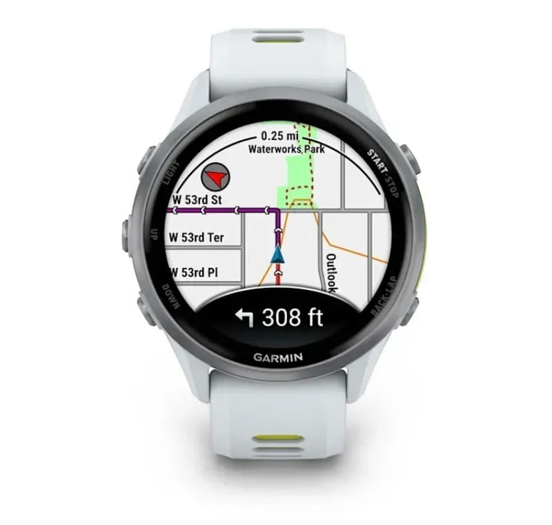Смарт-часы Garmin Forerunner 970 Whitestone Titanium with Whitestone/Translucent Amp Yellow Silicone with Silver Buckle (010-02969-61)