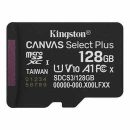 Карта памяти MicroSDXC 128GB UHS-I Class 10 Kingston Canvas Select Plus R150MB/s + SD-адаптер (SDCS3/128GB)